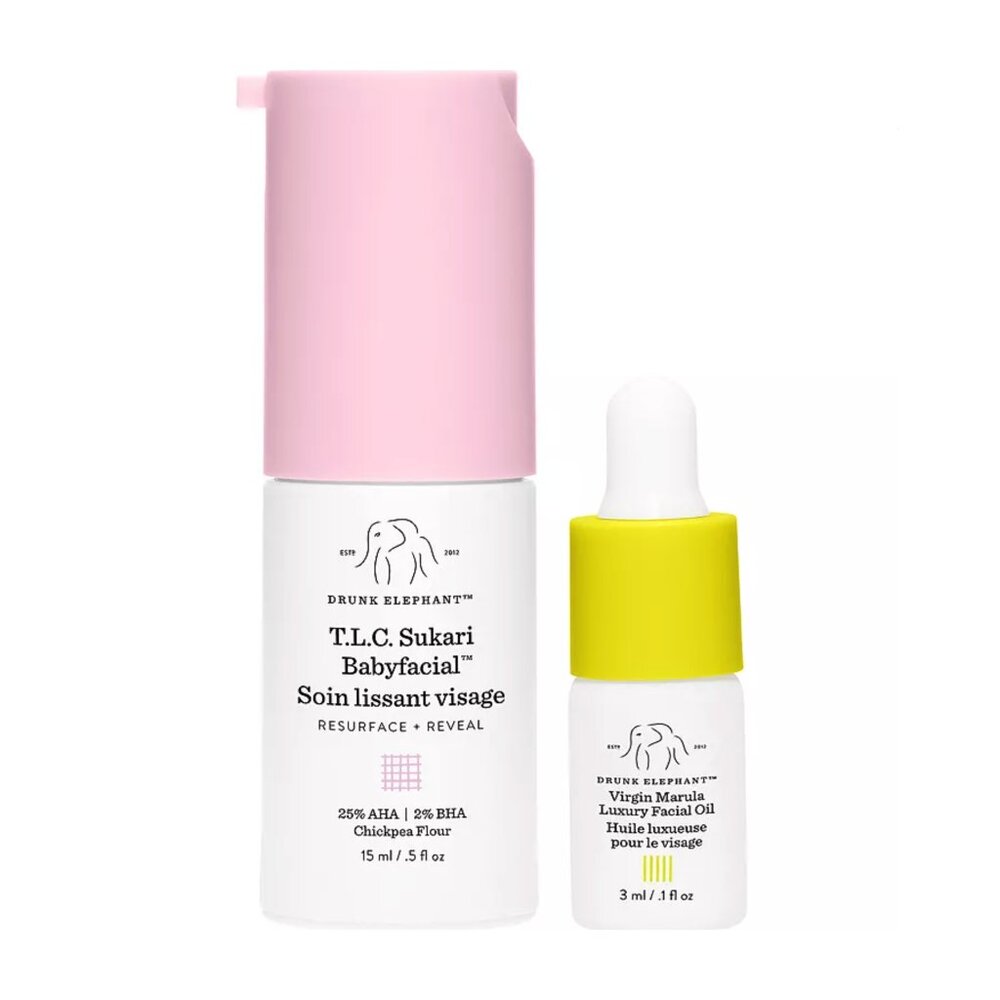 Drunk Elephant TLC Sukari Babyfacial 15ml Midi Size + Virgin Marula Oil in Box